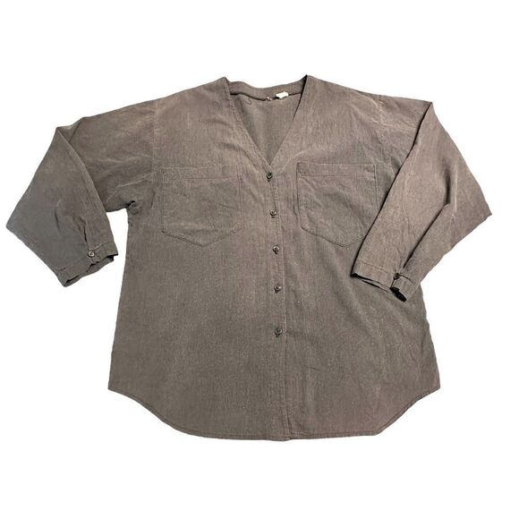 Vintage Charcoal Grey Cotton Blouse - Picture 1 of 9